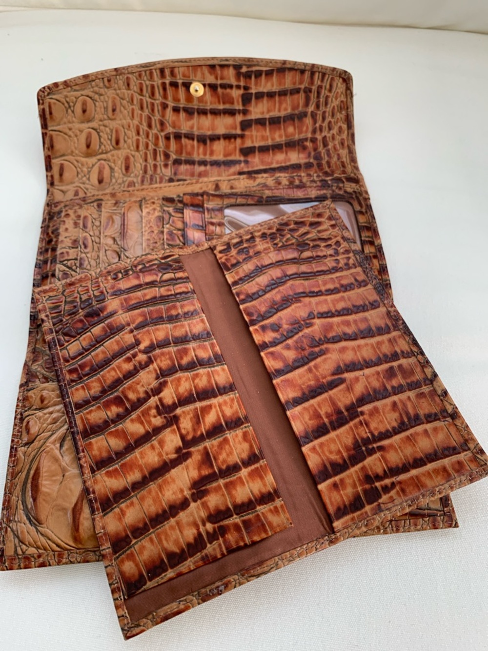 Brahmin Cognac Croc-Embossed Leather Clutch Wallet on Sale - Picture 5 of 10
